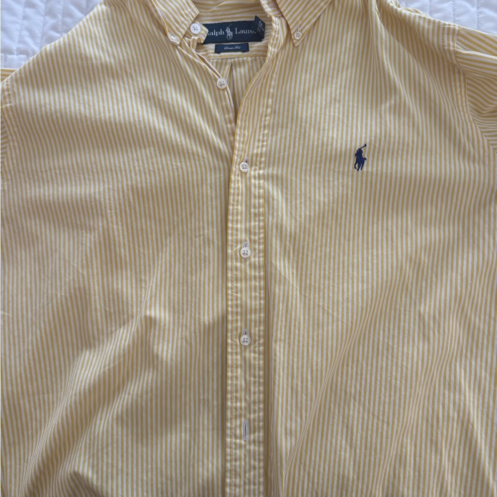 Ralph Lauren Men's Yellow Striped Shirt Xl